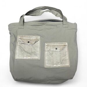 Multi pocket cargo beige tote bag